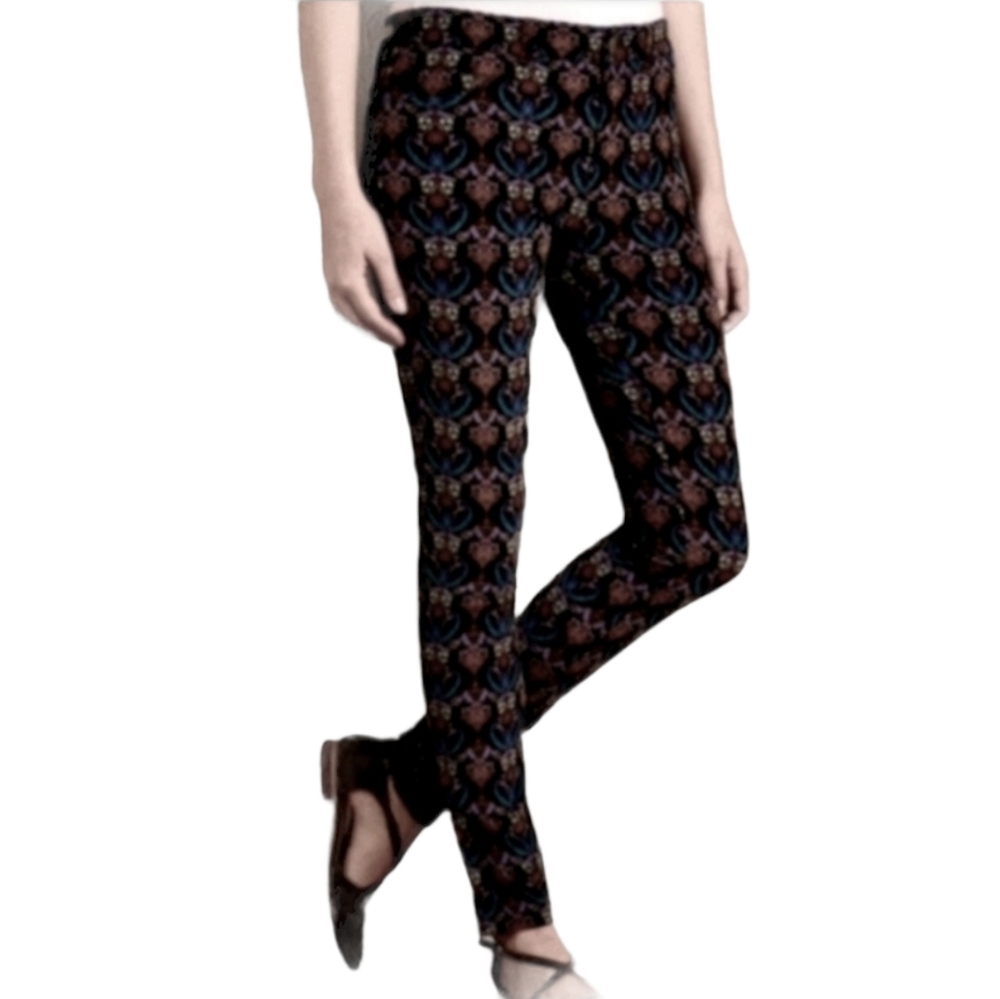 Anthropologie Pilcro floral blue skinny corduroys
